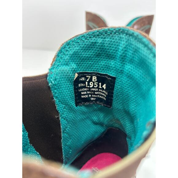 Justin Boots L9514 Womens Chellie Ankle Boots Brown Turquoise Size 7B Western - Picture 9 of 10